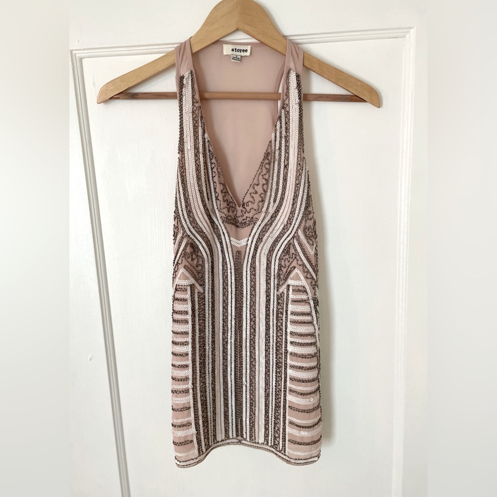 Pale pink, beaded top